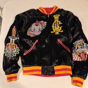 Rare Vintage  Christian Audigier Satin bomber jacket Size M